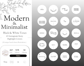 Instagram Highlight Covers, Minimalist Covers for Instagram, Aesthetic IG Icons, White Icons for Instagram, Instagram Text Story Highlights