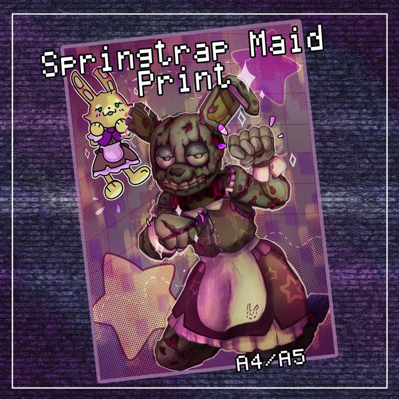 Small Springtrap FNAF - A4/A5 - Art Prints - Springtrap Maid - Etsy