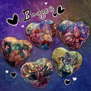 Darkstalkers - Sparkle Heart Badges - 2 inch