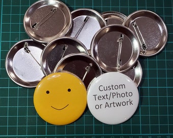 2 1/4" Custom Pin Back Button Badges, Photo Badges, Made to Order