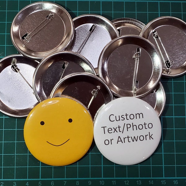 2 1/4" Custom Pin Back Button Badges, Photo Badges, Made to Order