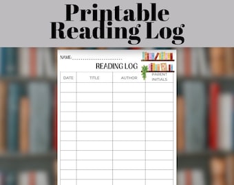 Printable Reading Log, Read, Reading, Learning, Elementary, Middle School, High School, Printable, Kids, Homeschool, Book Tracker, Chart