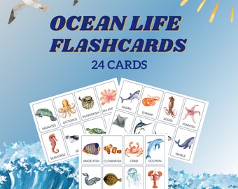 Ocean Life Flashcards, PreK, Kindergarten, Homeschool, Printables, Activities, Early Learning, Education, Toddler, Montessori, Science