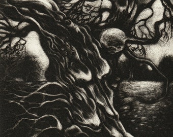 Greenwich Mystic I, hand-printed limited edition mezzotint print