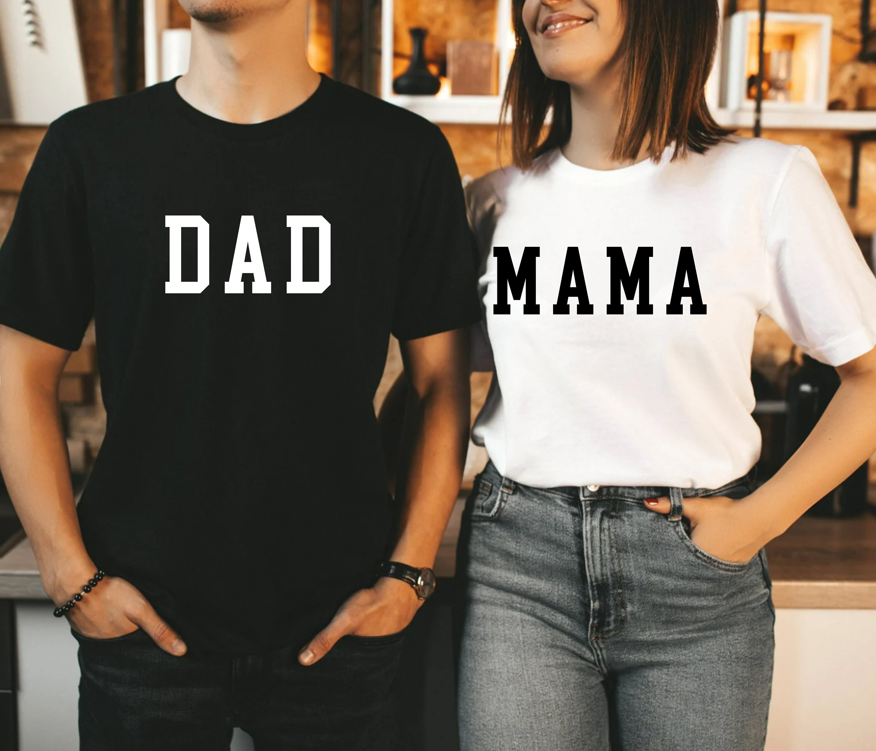 Minimalistic Aesthetic Mom and Dad Matching Shirts Cute Soon to Be Mom ...