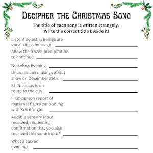 Guess the Christmas Song, Christmas Song Game, Christmas Party Game