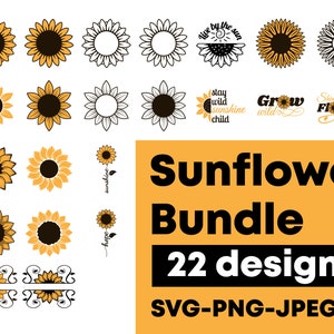 Sunflower Svg bundle / Floral Svg bundle / Sunflower Clipart / Floral Clipart / Sunflower Bundle Svg, Png, Jpeg, Ai