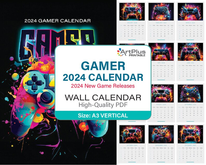 A 2024 Gamer Calendar With the Hottest Games of 2024. Gamer 2024 Wall