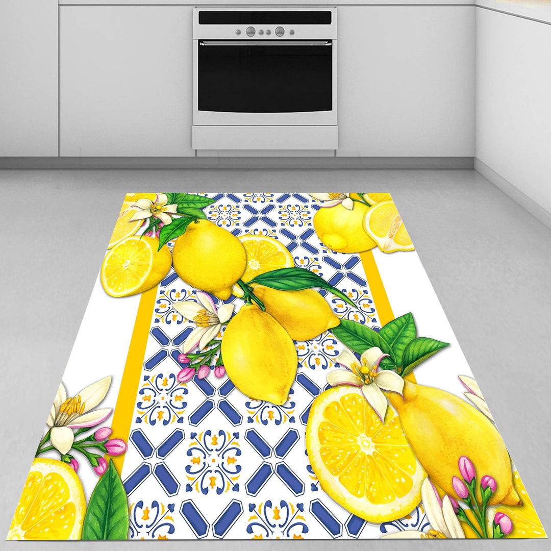 Lemon Rug LC920 Lemon Pattern Carpet Kitchen Rug Machine Etsy