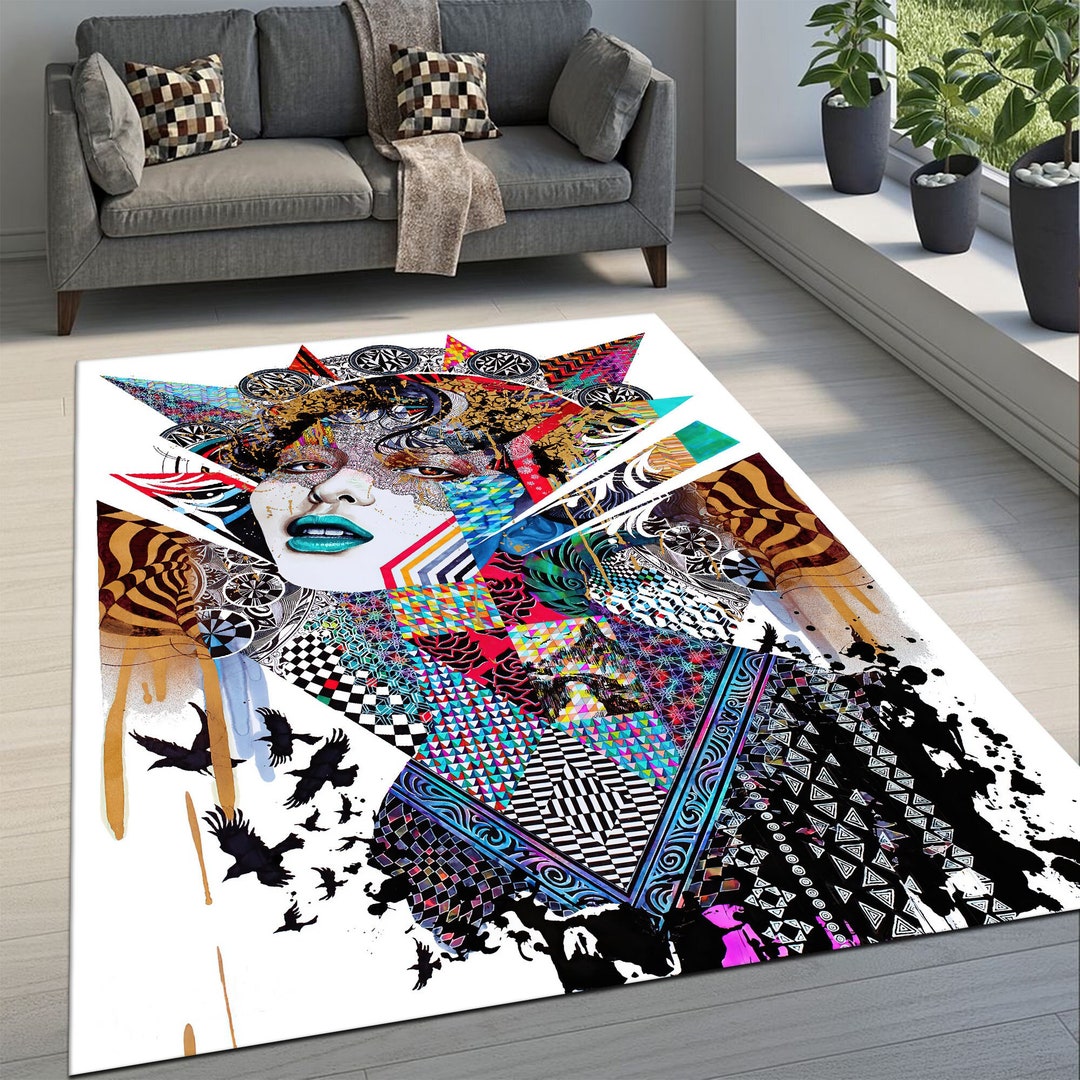 Pop Art Rug 060 Colorful Woman Rug Modern Rug Oil Painting Rug Etsy