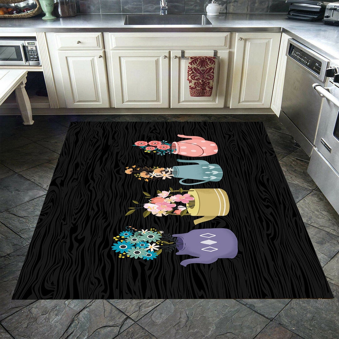 Vivid Color Printed Kitchen Rug Machine Washable Nonslip Etsy