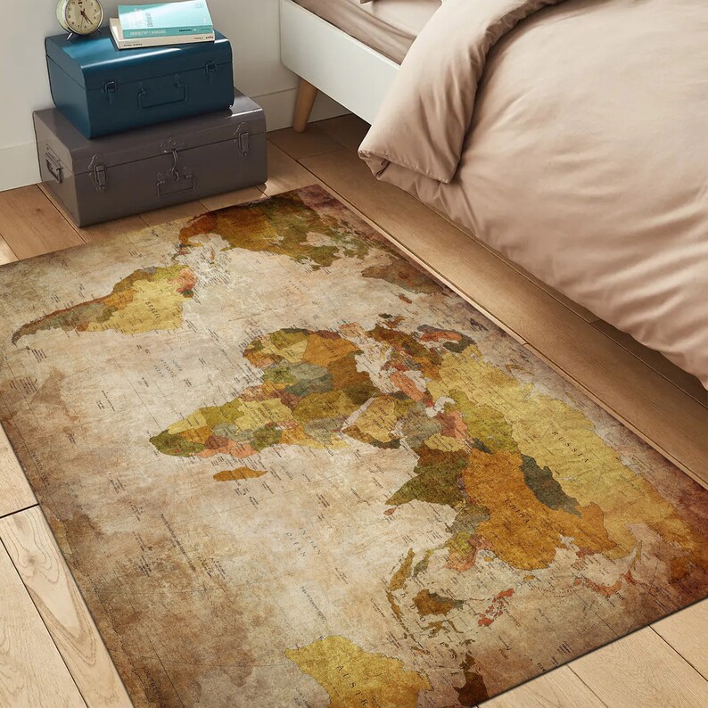 Vintage World Map Carpet 053 Old Style Map Vintage World Map Etsy UK