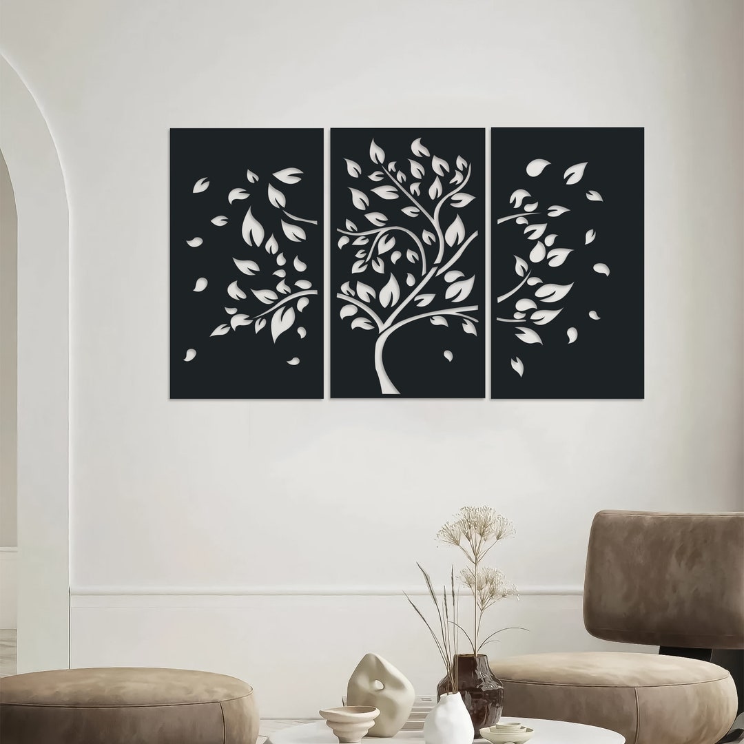 Set of 3 Tree Metal Wall Art Tree Wall Hangings Tree Metal - Etsy