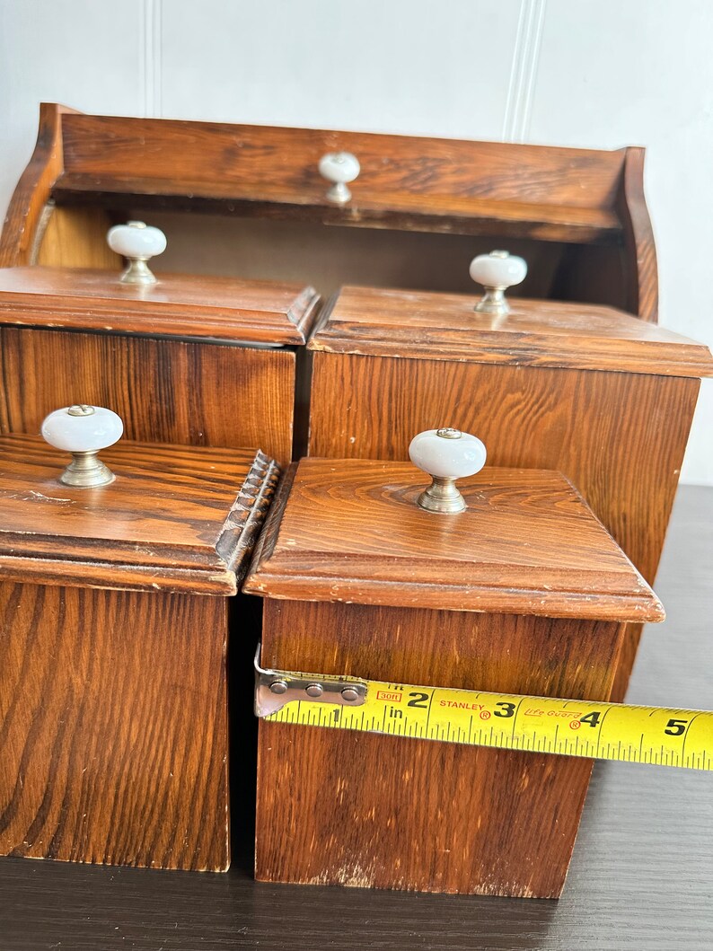 Vintage Bread Box, Kitchen Set, Canisters, Wood, Retro, Kitchen, Made