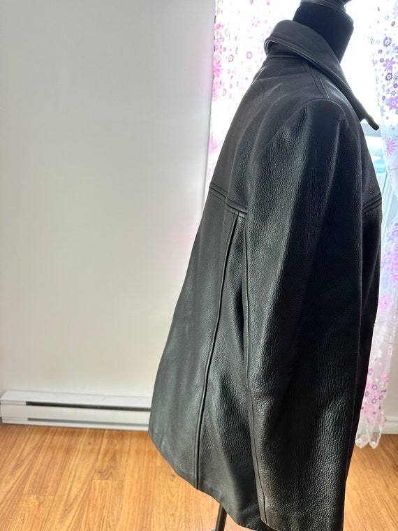 Vintage black leather coat, retro genuine leather… - image 6