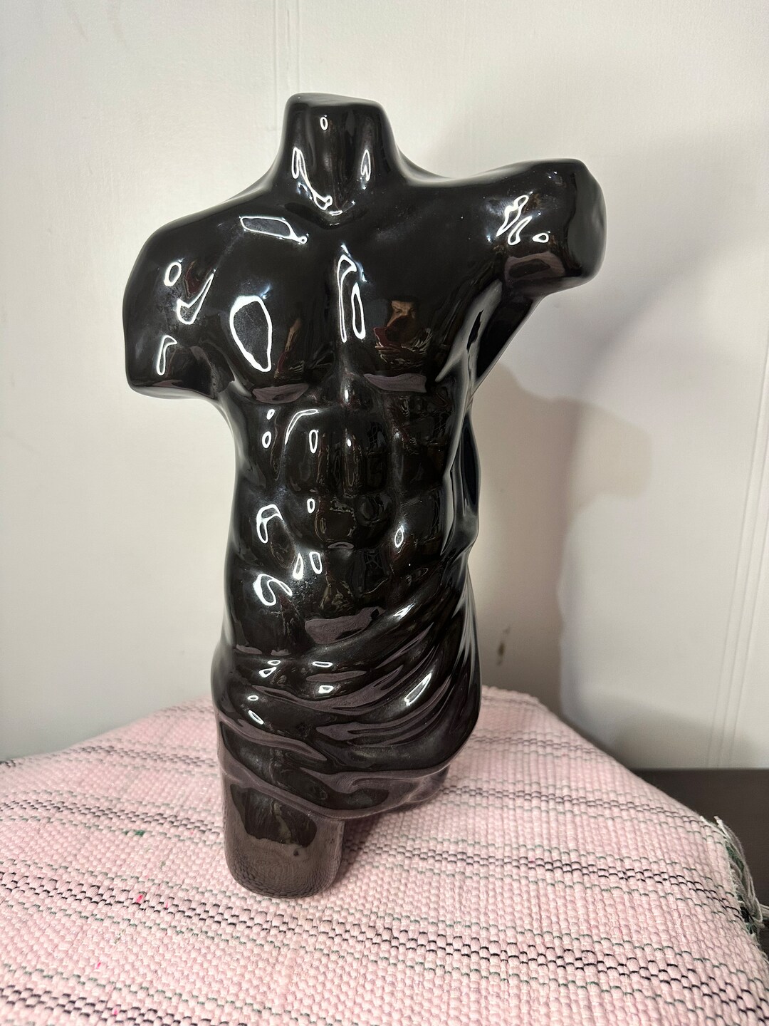 Vintage Art Deco 80's Ceramic Gloss Black Figurine Etsy UK