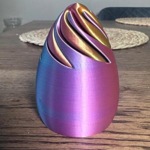 HypnoTwist Tri-Color Orb - Impossible Infinity Spiral Endless Egg, Blue Rose Yellow, Perfect Gift for Him, Fidget Decoration