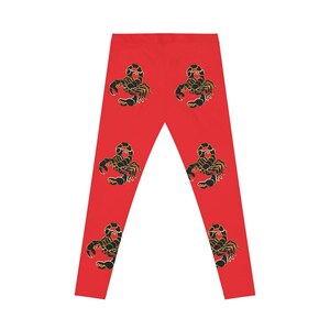 Scorpio birthday leggings, red leggings, scorpio leggings, birthday leggings, scorpion tights, red leggings with scorpion , gift for her image 3