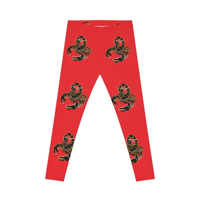 Scorpio birthday leggings, red leggings, scorpio leggings, birthday leggings, scorpion tights, red leggings with scorpion , gift for her image 2