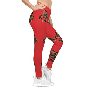 Scorpio birthday leggings, red leggings, scorpio leggings, birthday leggings, scorpion tights, red leggings with scorpion , gift for her image 5