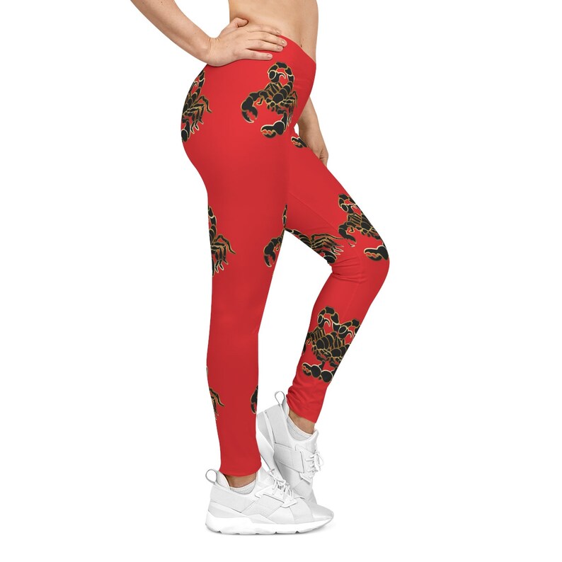 Scorpio birthday leggings, red leggings, scorpio leggings, birthday leggings, scorpion tights, red leggings with scorpion , gift for her image 5