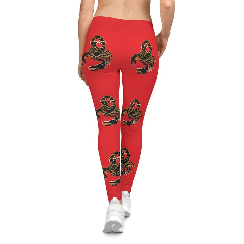 Scorpio birthday leggings, red leggings, scorpio leggings, birthday leggings, scorpion tights, red leggings with scorpion , gift for her image 4