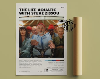 The Life Aquatic With Steve Zissou Retro Vintage Poster | Minimalist Movie Poster | Retro Vintage Art Print | Wall Art | Home Decor