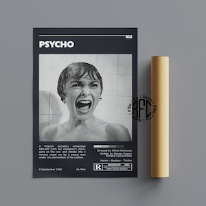 Psycho Retro Vintage Poster | Minimalist Movie Poster | Retro Vintage Art Print | Wall Art | Home Decor