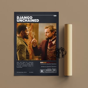 Django Unchained Retro Vintage Poster | Minimalist Movie Poster | Retro Vintage Art Print | Wall Art | Home Decor