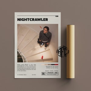 Nightcrawler Retro Vintage Poster | Minimalistyczny plakat filmowy | Retro Vintage Art Print | Sztuka ścienna | Wystrój domu