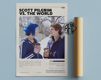 Scott Pilgrim Vs The World Retro Vintage Poster | Minimalist Movie Poster | Retro Vintage Art Print | Wall Art | Home Decor