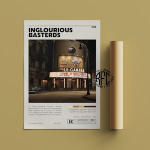 Inglourious Basterds Retro Vintage Poster | Minimalistyczny plakat filmowy | Retro Vintage Art Print | Sztuka ścienna | Wystrój domu