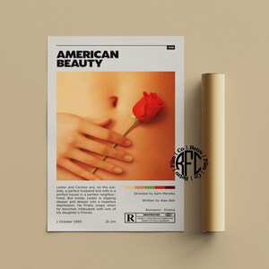 American Beauty Retro Vintage Poster | Minimalist Movie Poster | Retro Vintage Art Print | Wall Art | Home Decor