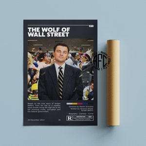 The Wolf Of Wall Street Retro Vintage Poster | Minimalist Movie Poster | Retro Vintage Art Print | Wall Art | Home Decor