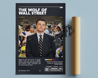 The Wolf Of Wall Street Retro Vintage Poster | Minimalist Movie Poster | Retro Vintage Art Print | Wall Art | Home Decor
