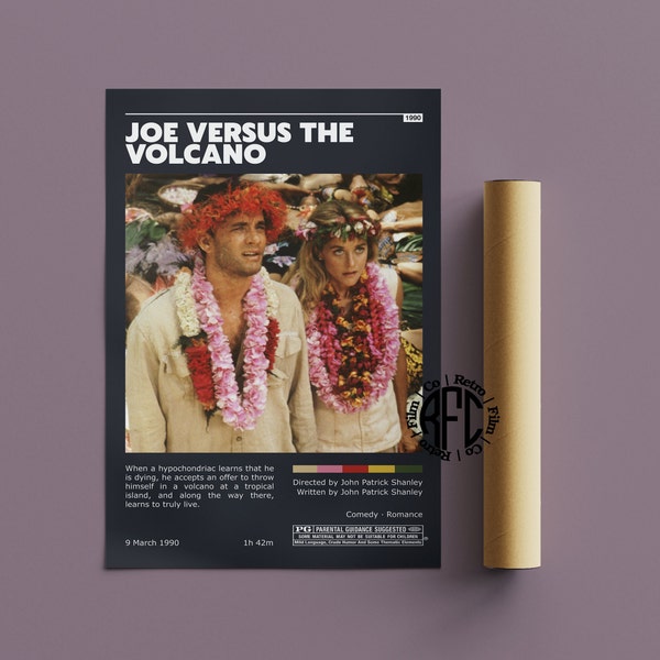 Joe Versus The Volcano Retro Vintage Poster | Minimalist Movie Poster | Retro Vintage Art Print | Wall Art | Home Decor