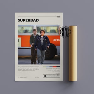 Superbad Retro Vintage Poster | Minimalist Movie Poster | Retro Vintage Art Print | Wall Art | Home Decor