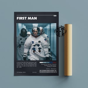 First Man Retro Vintage Poster | Minimalist Movie Poster | Retro Vintage Art Print | Wall Art | Home Decor