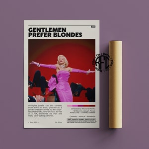 Les messieurs préfèrent les blondes Affiche rétro vintage | Affiche de film minimaliste | Tirage d’art rétro vintage | Art mural | Décoration intérieure