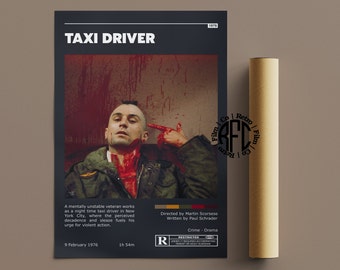 Taxichauffeur Retro Vintage Poster | Minimalistische Film Poster | Retro Vintage Art Print | Kunst aan de muur | Woondecoratie