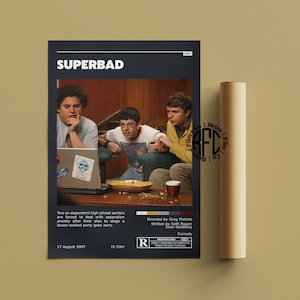 Superbad Retro Vintage Poster | Minimalist Movie Poster | Retro Vintage Art Print | Wall Art | Home Decor