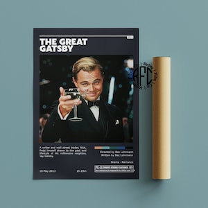 The Great Gatsby Retro Vintage Poster | Minimalistisches Film poster | Retro Vintage Kunstdruck | Wandbild | Home Dekor