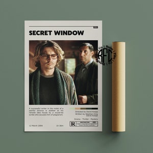 Secret Window Retro Vintage Poster | Minimalist Movie Poster | Retro Vintage Art Print | Wall Art | Home Decor