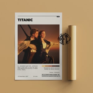 Titanic Retro Vintage Poster / Minimalist Movie Poster / Retro Vintage Art Print / Wall Art / Home Decor
