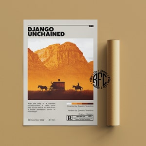 Django Unchained Retro Vintage Poster | Minimalistisches Film poster | Retro Vintage Kunstdruck | Wandbild | Home Dekor