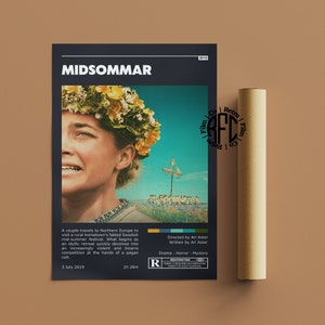 Midsommar Retro Vintage Poster | Minimalistisches Film poster | Retro Vintage Kunstdruck | Wandbild | Home Dekor