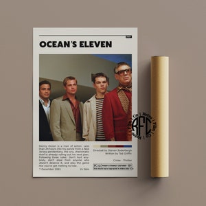 Ocean&#39;s Eleven Retro Vintage Poster | Minimalist Movie Poster | Retro Vintage Art Print | Wall Art | Home Decor