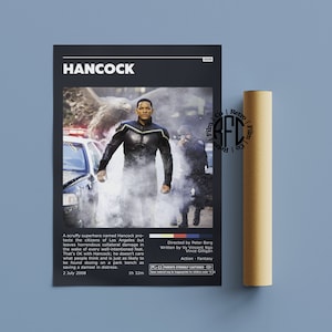 Hancock Retro Vintage Poster | Minimalist Movie Poster | Retro Vintage Art Print | Wall Art | Home Decor