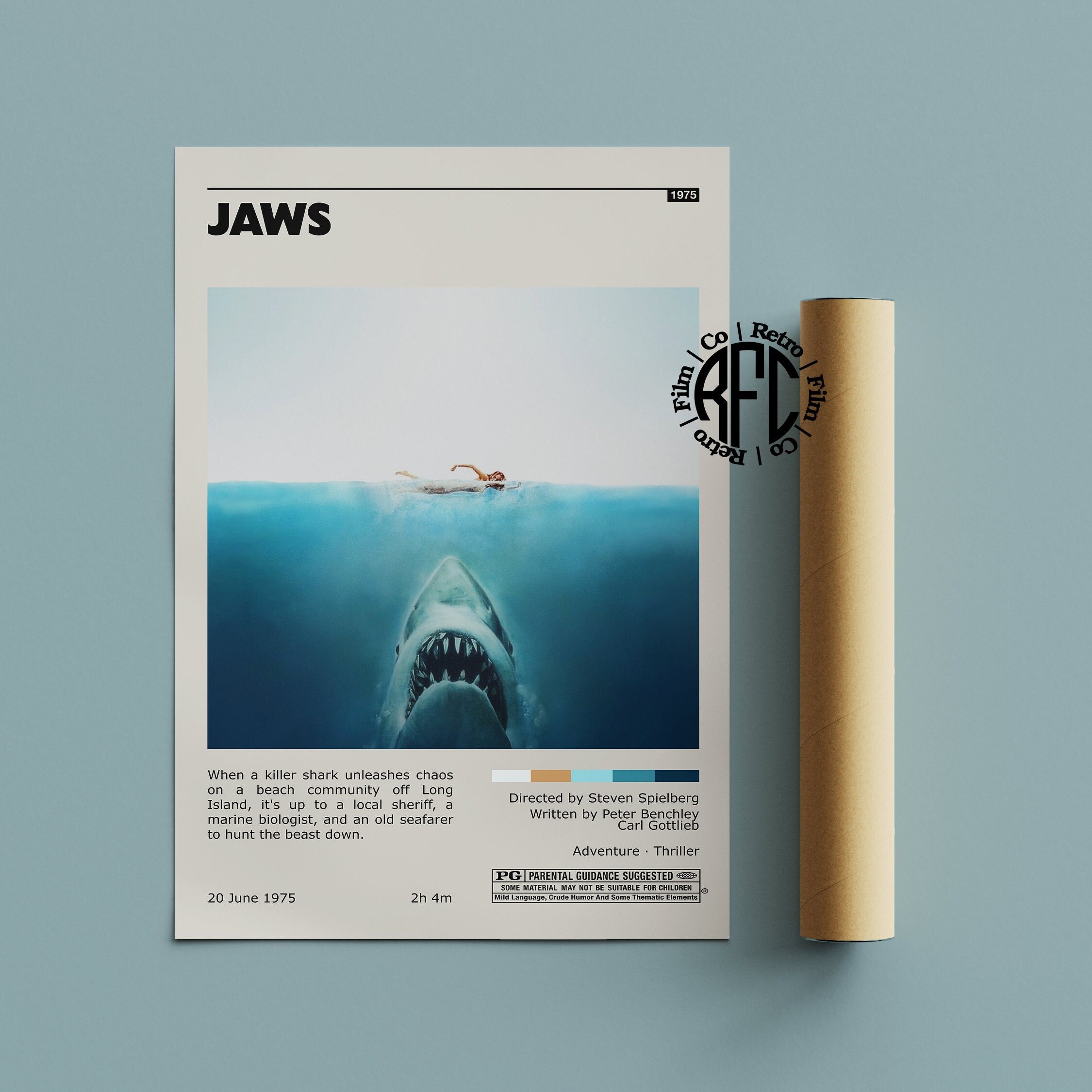 Jaws Retro Vintage Poster | Minimalist Movie Poster | Retro Vintage Art Print | Wall Art | Home Decor