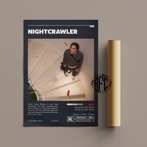 Nightcrawler Retro Vintage Poster | Minimalist Movie Poster | Retro Vintage Art Print | Wall Art | Home Decor